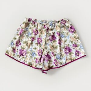 VTG Petra Fashions Purple Floral Satin Pajama Shorts Size L
